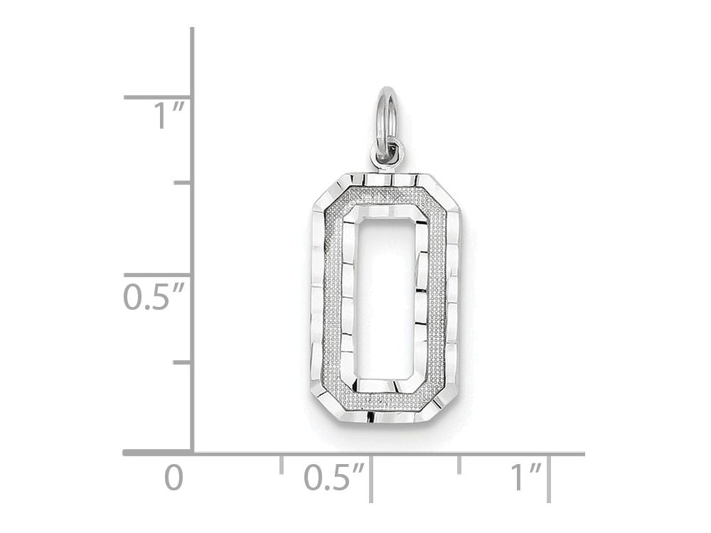 FJC Finejewelers 14 kt White Gold Casted Large Bright Cut Number 0 Charm