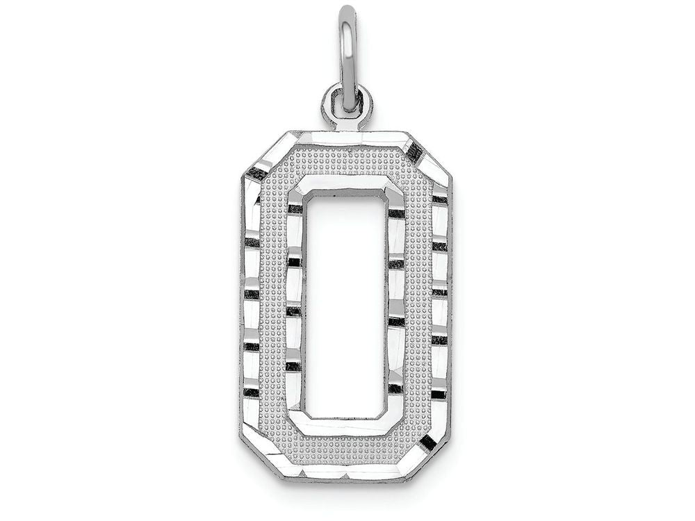 FJC Finejewelers 14 kt White Gold Casted Large Bright Cut Number 0 Charm