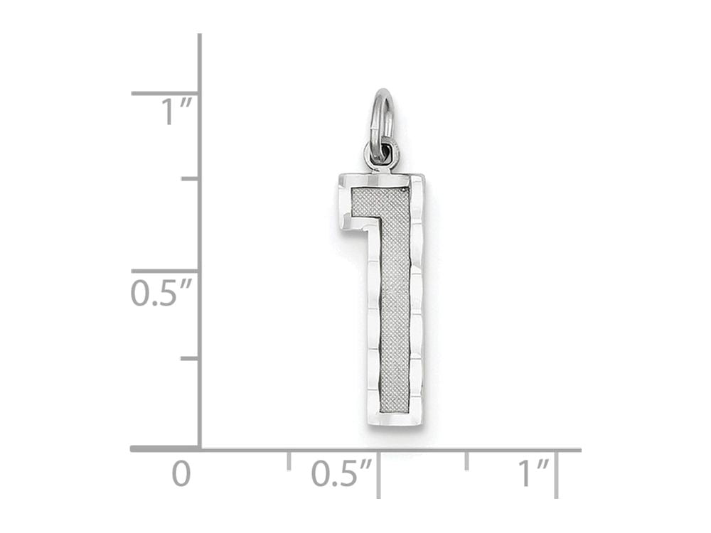 FJC Finejewelers 14 kt White Gold Casted Large Bright Cut Number 1 Charm