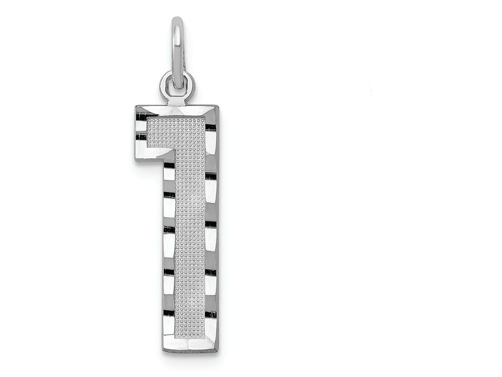 FJC Finejewelers 14 kt White Gold Casted Large Bright Cut Number 1 Charm