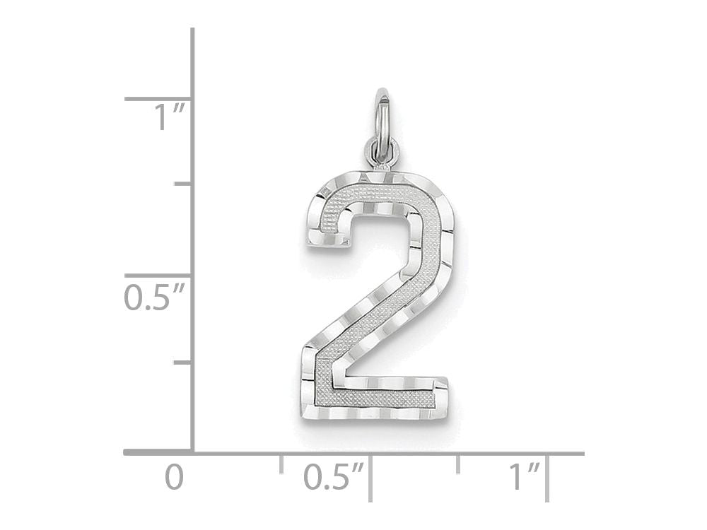 FJC Finejewelers 14 kt White Gold Casted Large Bright Cut Number 2 Charm