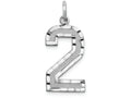 FJC Finejewelers 14 kt White Gold Casted Large Bright Cut Number 2 Charm