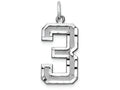 FJC Finejewelers 14 kt White Gold Casted Large Bright Cut Number 3 Charm