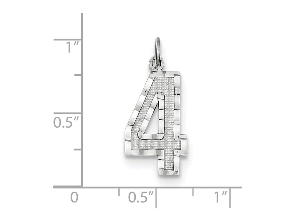 FJC Finejewelers 14 kt White Gold Casted Large Bright Cut Number 4 Charm