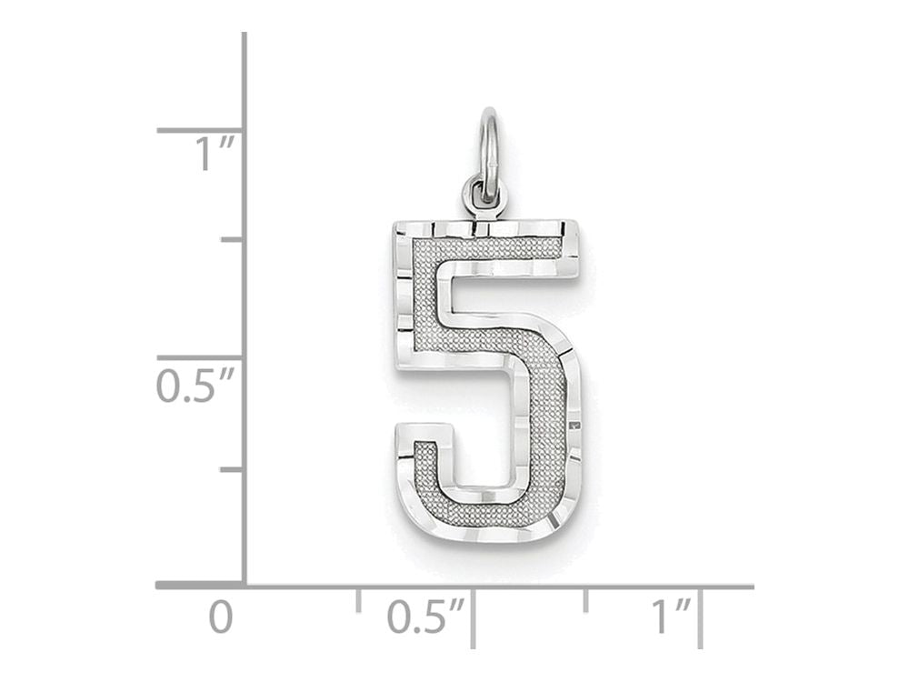FJC Finejewelers 14 kt White Gold Casted Large Bright Cut Number 5 Charm