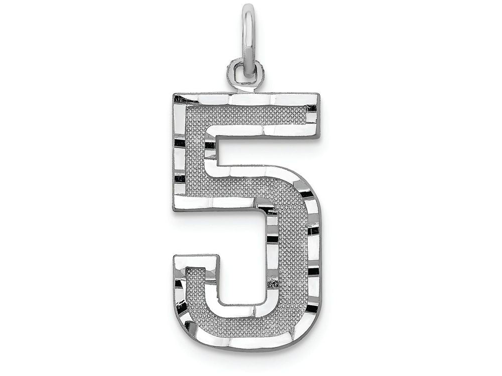 FJC Finejewelers 14 kt White Gold Casted Large Bright Cut Number 5 Charm