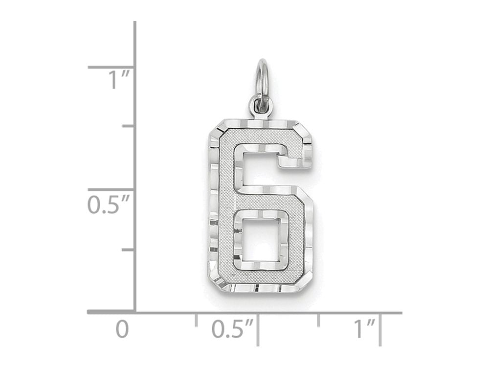 FJC Finejewelers 14 kt White Gold Casted Large Bright Cut Number 6 Charm