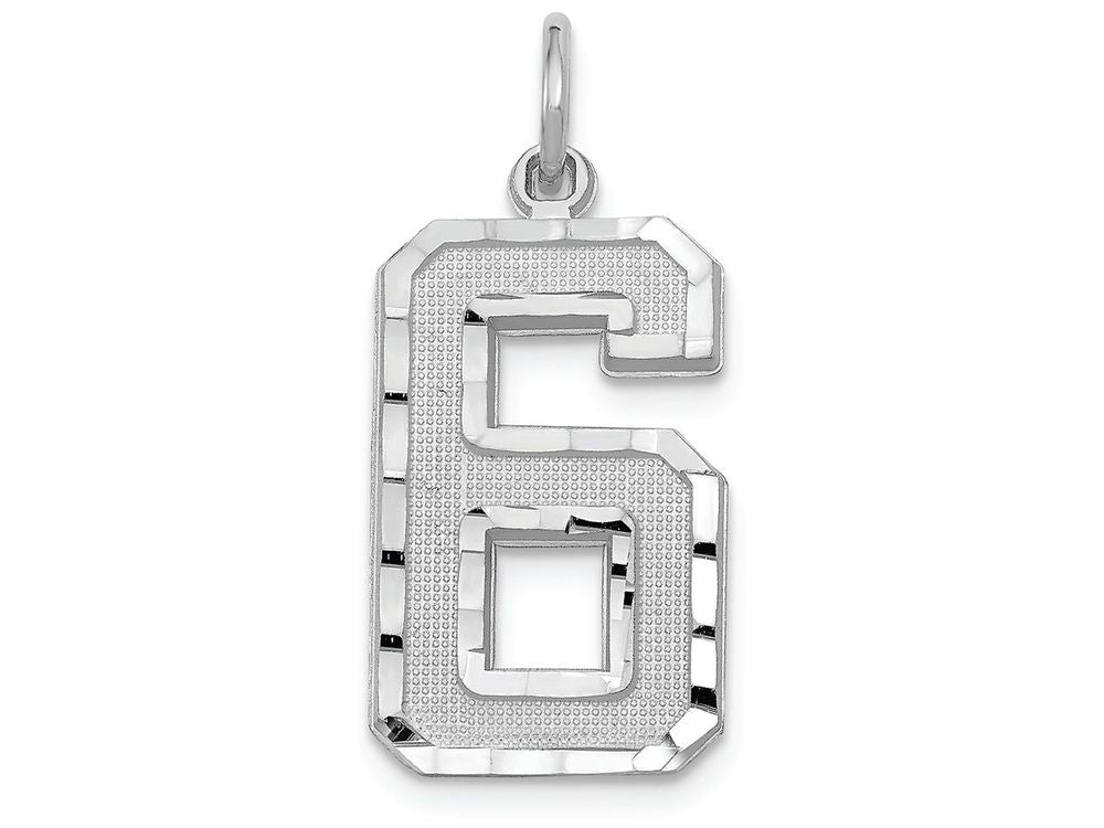 FJC Finejewelers 14 kt White Gold Casted Large Bright Cut Number 6 Charm