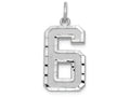FJC Finejewelers 14 kt White Gold Casted Large Bright Cut Number 6 Charm