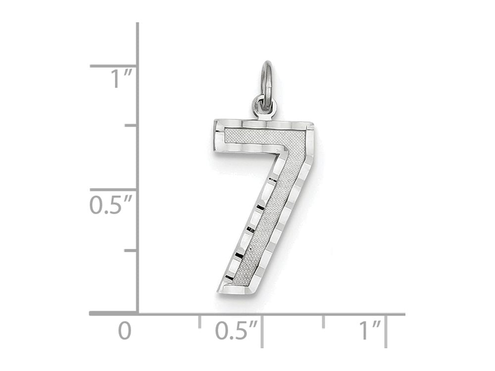 FJC Finejewelers 14 kt White Gold Casted Large Bright Cut Number 7 Charm
