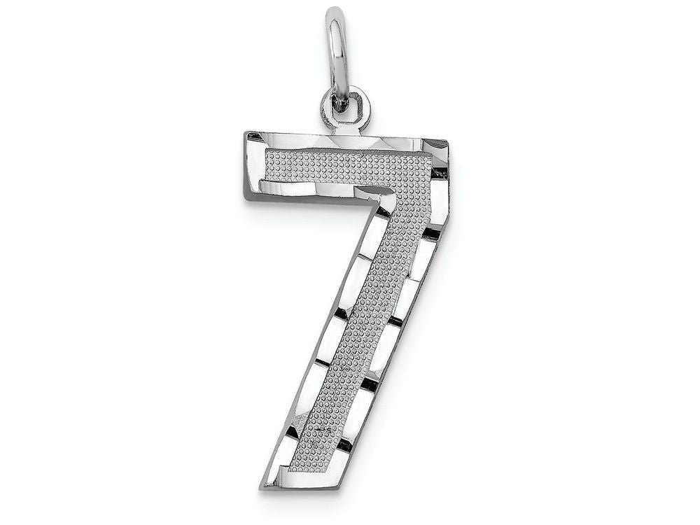 FJC Finejewelers 14 kt White Gold Casted Large Bright Cut Number 7 Charm