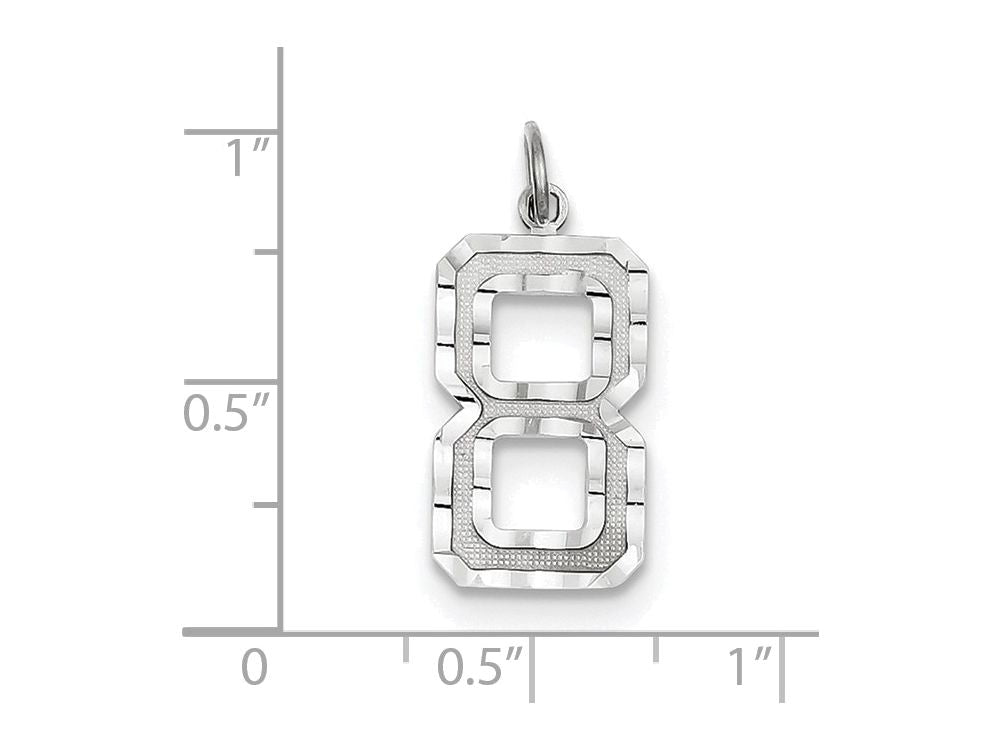 FJC Finejewelers 14 kt White Gold Casted Large Bright Cut Number 8 Charm