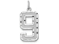 FJC Finejewelers 14 kt White Gold Casted Large Bright Cut Number 9 Charm