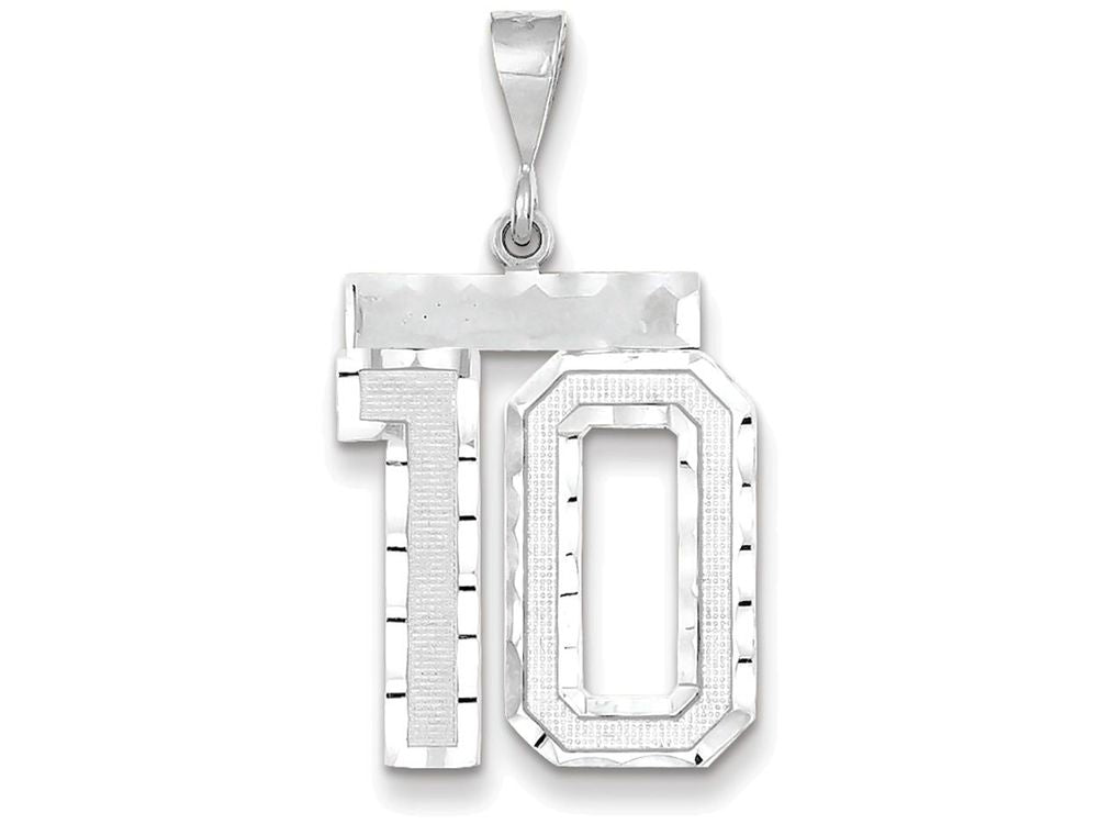 FJC Finejewelers 14k White Gold Large Bright Cut Number 10 Charm