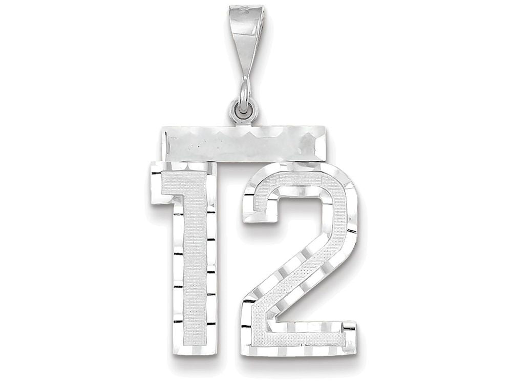 FJC Finejewelers 14k White Gold Large Bright Cut Number 12 Charm
