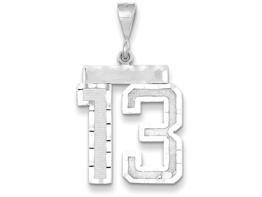 FJC Finejewelers 14k White Gold Large Bright Cut Number 13 Charm