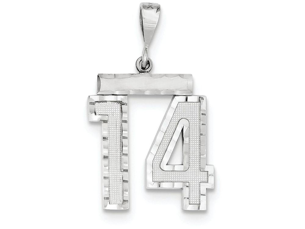 FJC Finejewelers 14k White Gold Large Bright-cut Number 14 Charm