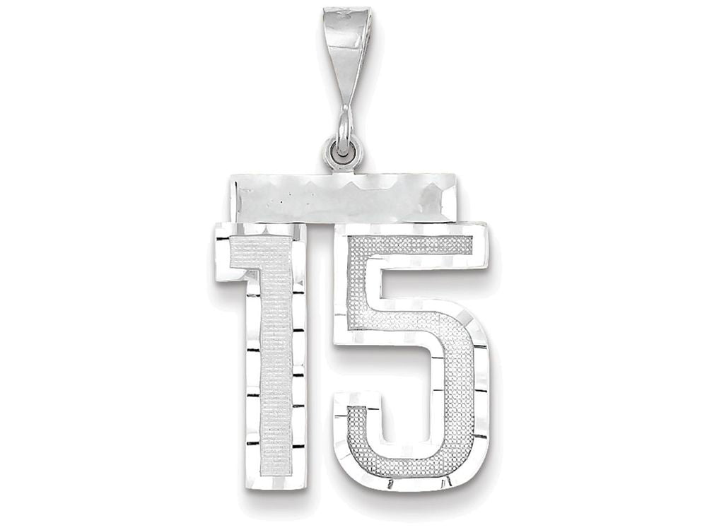 FJC Finejewelers 14k White Gold Large Bright Cut Number 15 Charm