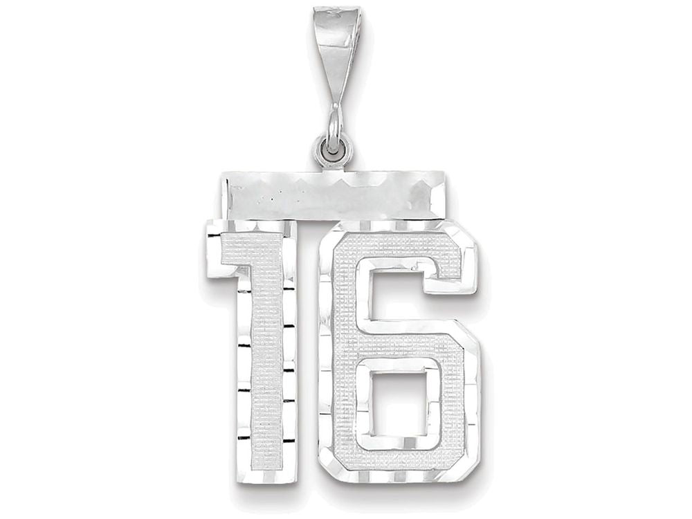 FJC Finejewelers 14k White Gold Large Bright Cut Number 16 Charm