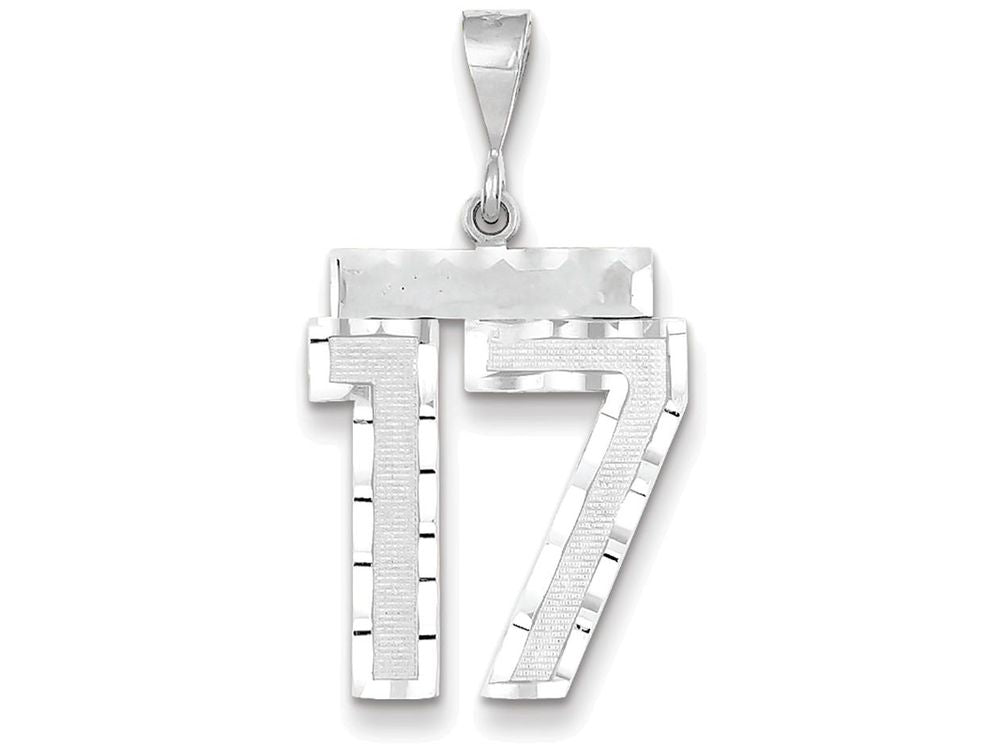 FJC Finejewelers 14k White Gold Large Bright Cut Number 17 Charm