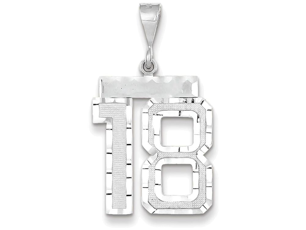 FJC Finejewelers 14k White Gold Large Bright Cut Number 18 Charm