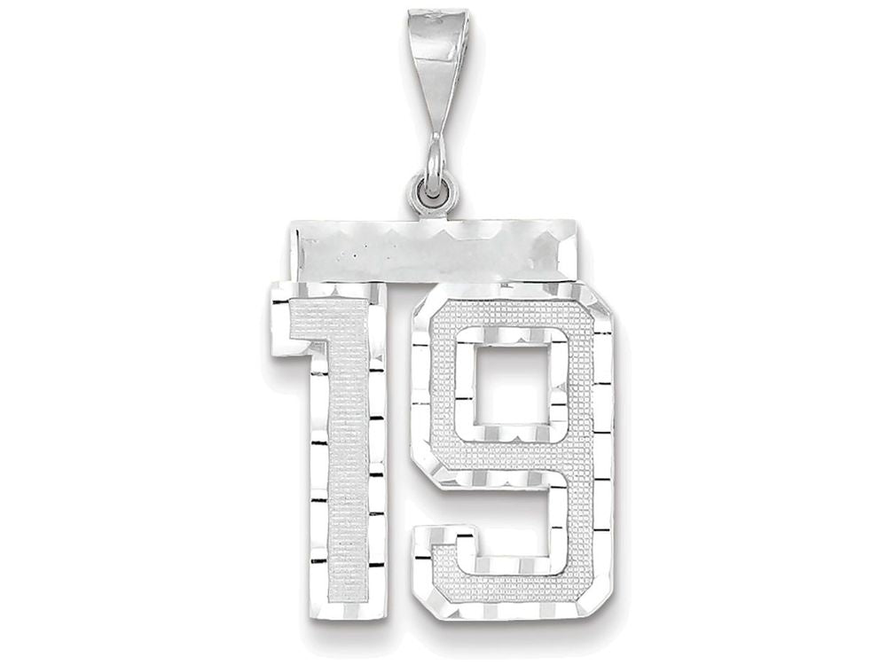 FJC Finejewelers 14k White Gold Large Bright Cut Number 19 Charm