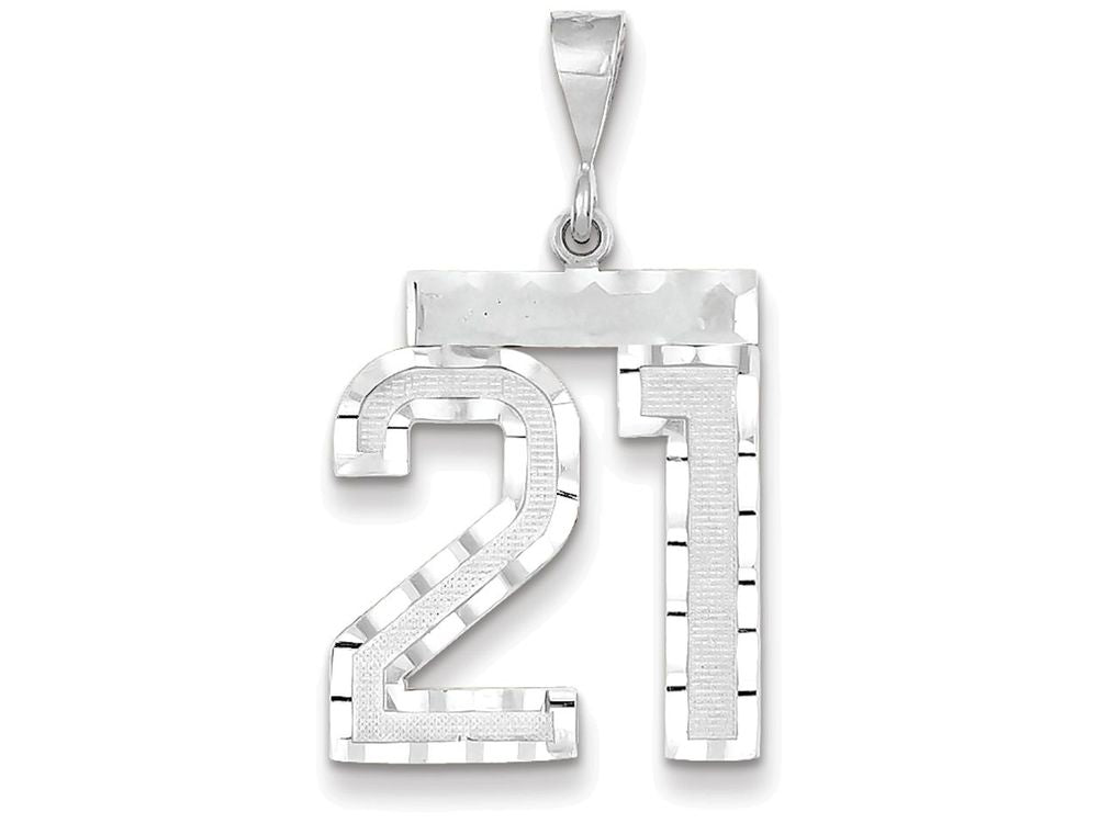 FJC Finejewelers 14k White Gold Large Bright Cut Number 21 Charm