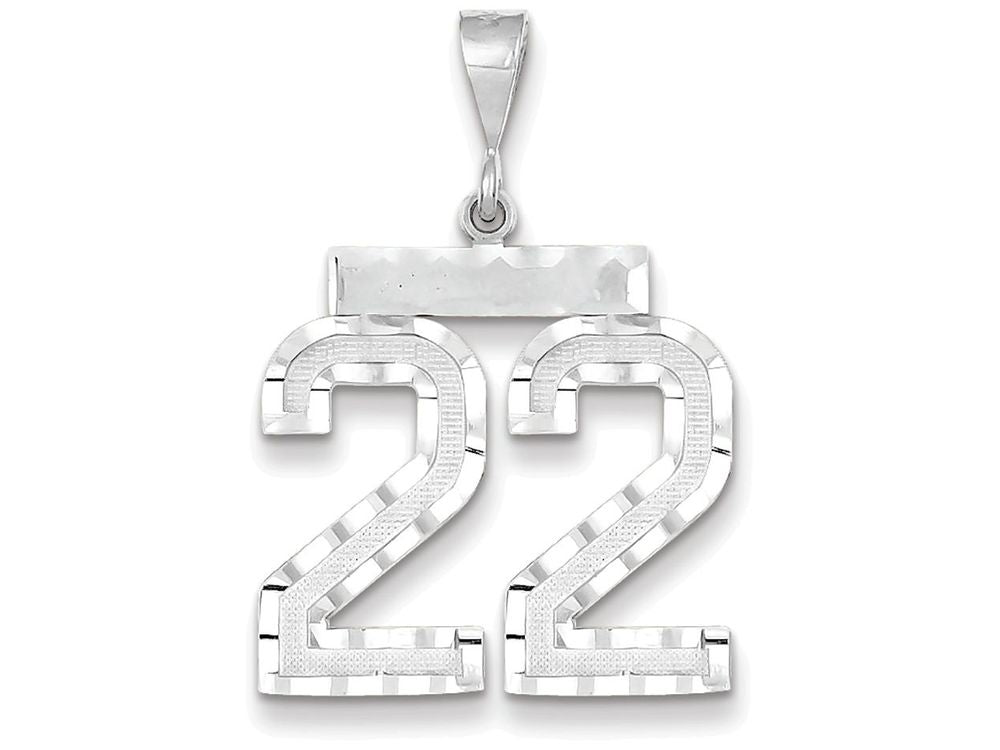 FJC Finejewelers 14k White Gold Large Bright Cut Number 22 Charm