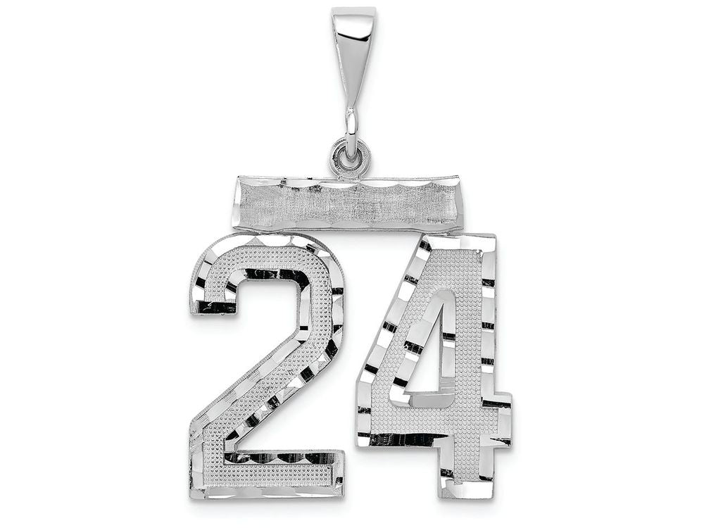 FJC Finejewelers 14k White Gold Large Bright Cut Number 24 Charm