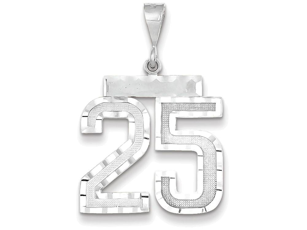 FJC Finejewelers 14k White Gold Large Bright Cut Number 25 Charm
