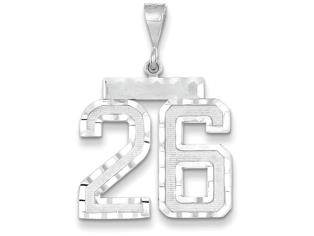 FJC Finejewelers 14k White Gold Large Bright Cut Number 26 Charm