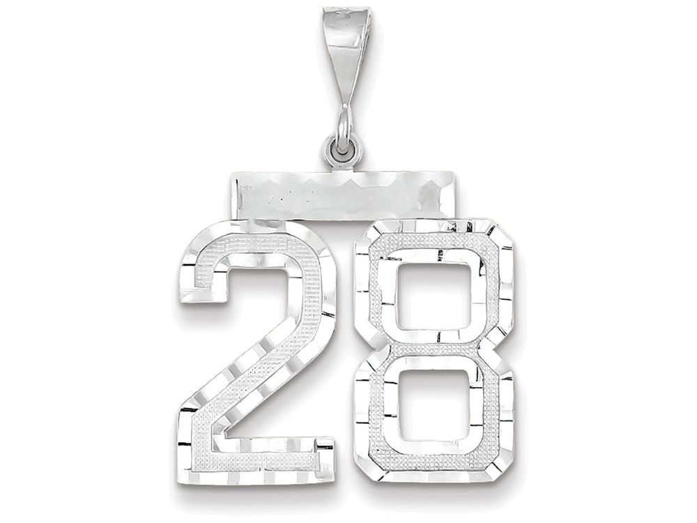 FJC Finejewelers 14k White Gold Large Bright Cut Number 28 Charm