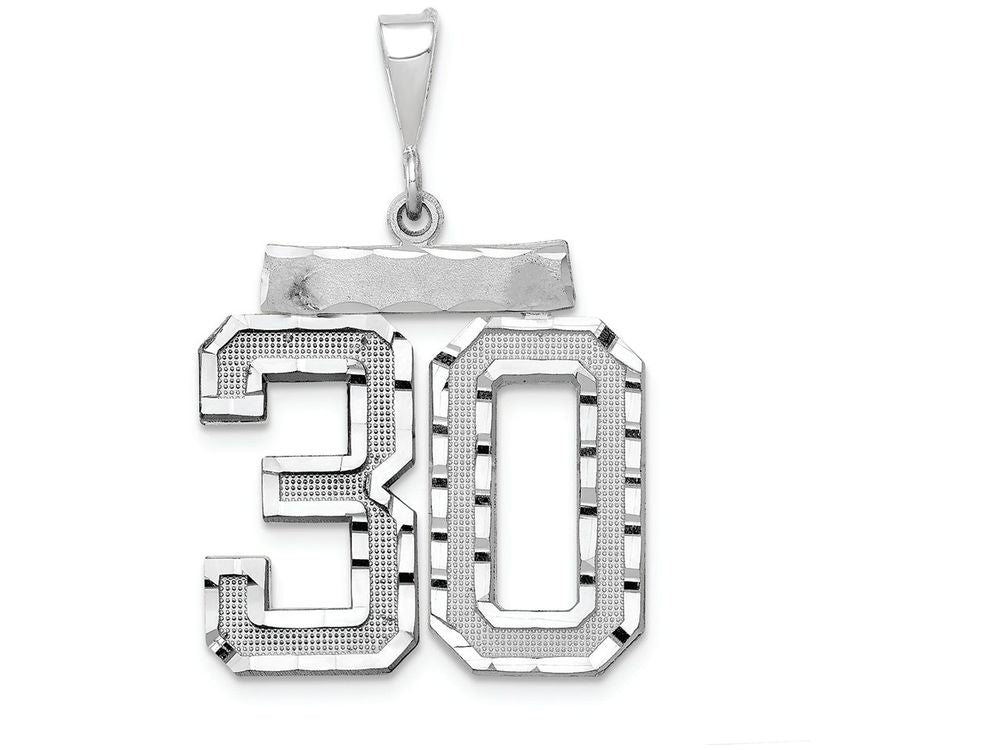 FJC Finejewelers 14k White Gold Large Bright Cut Number 30 Charm