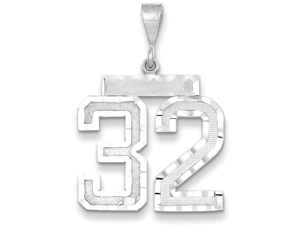 FJC Finejewelers 14k White Gold Large Bright Cut Number 32 Charm