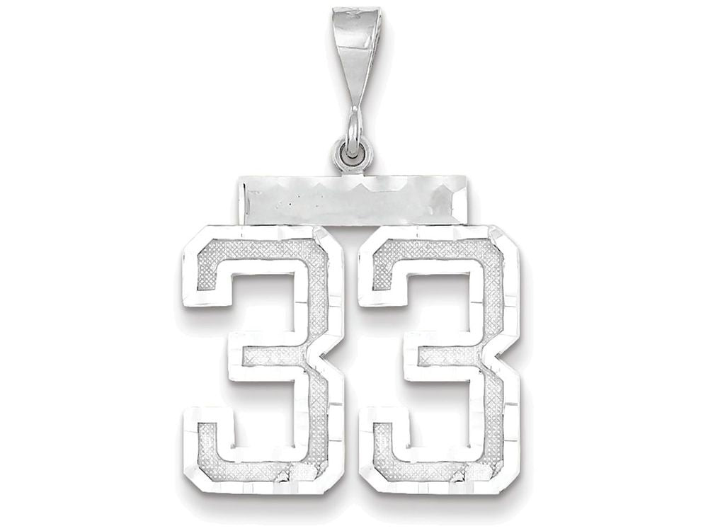 FJC Finejewelers 14k White Gold Large Bright Cut Number 33 Charm
