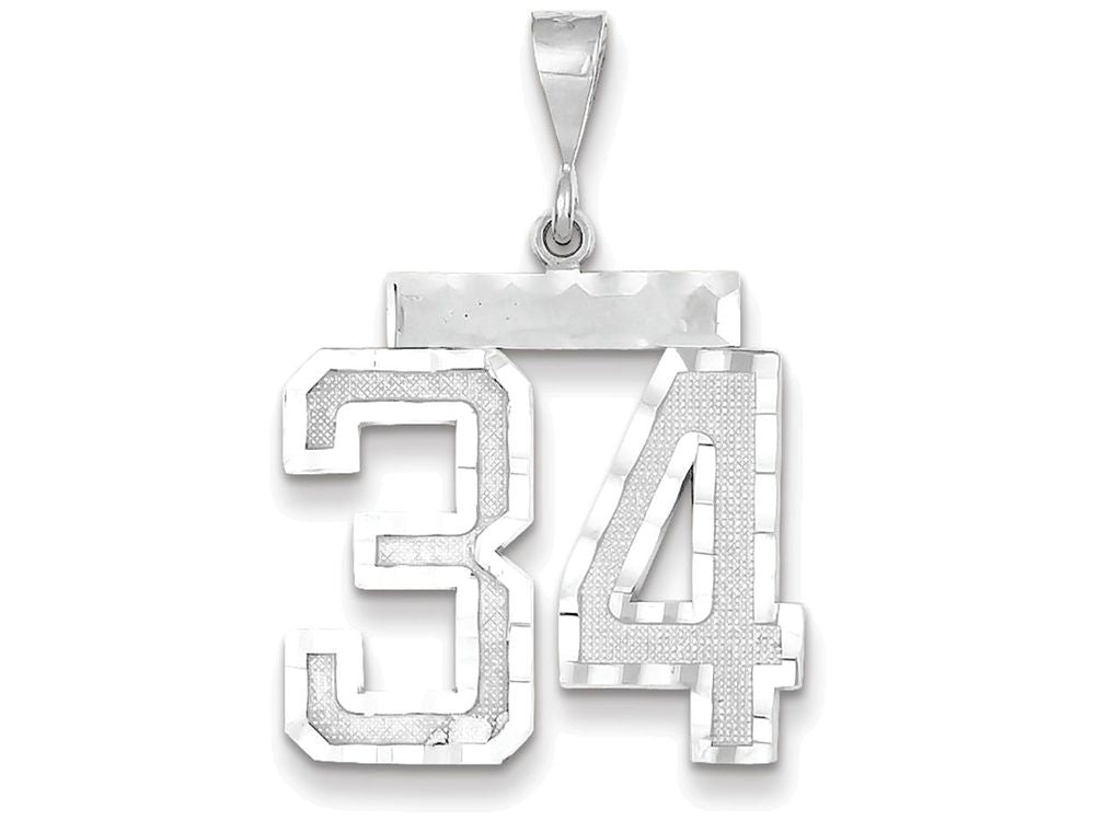 FJC Finejewelers 14k White Gold Large Bright Cut Number 34 Charm