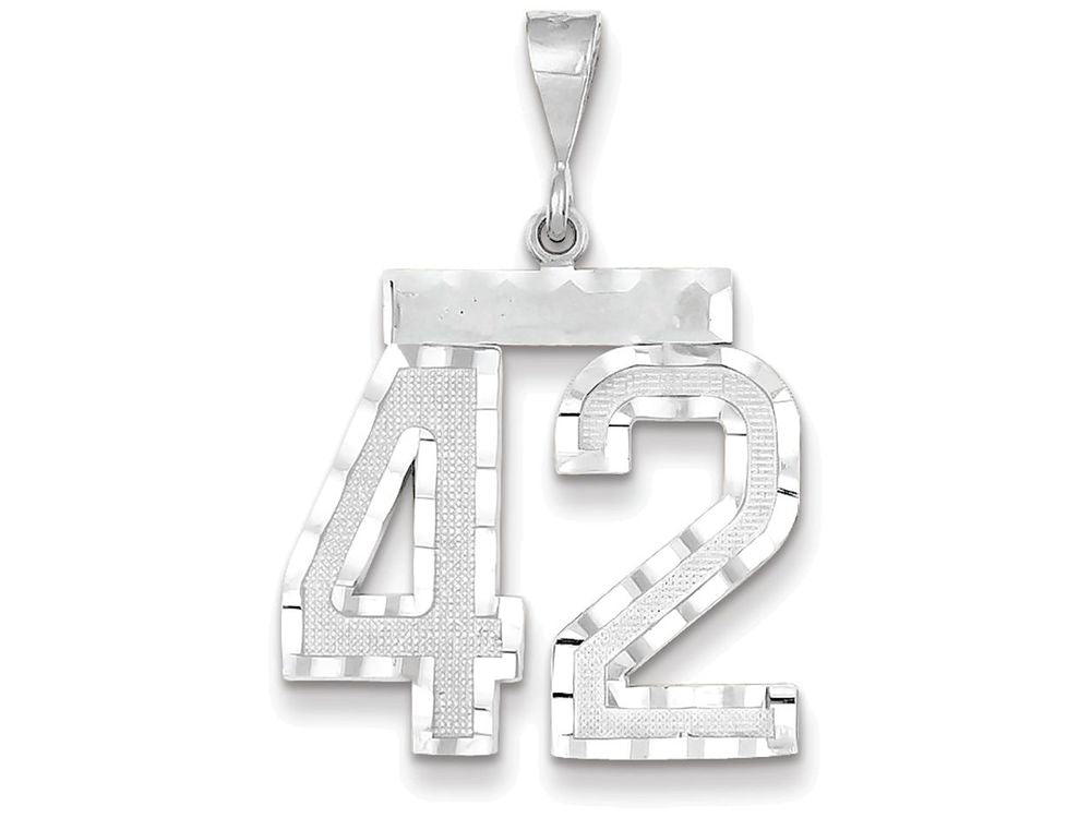 FJC Finejewelers 14k White Gold Large Bright Cut Number 42 Charm