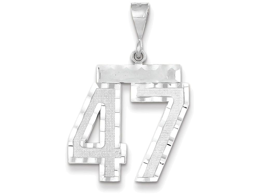 FJC Finejewelers 14k White Gold Large Bright Cut Number 47 Charm