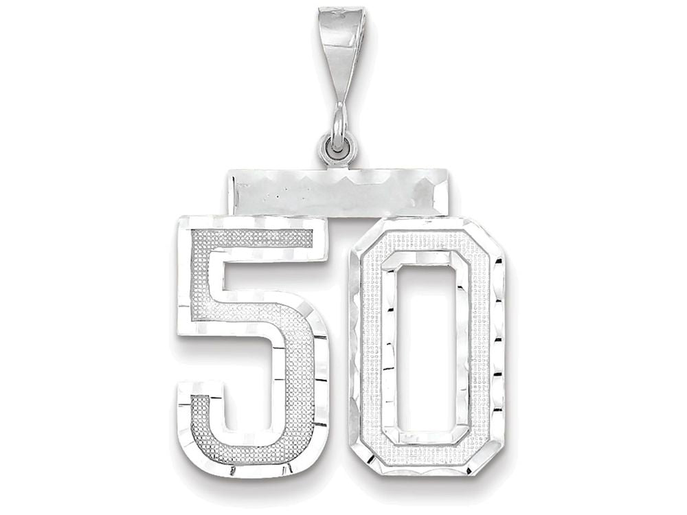 FJC Finejewelers 14k White Gold Large Bright Cut Number 50 Charm