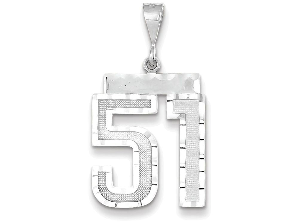 FJC Finejewelers 14k White Gold Large Bright Cut Number 51 Charm