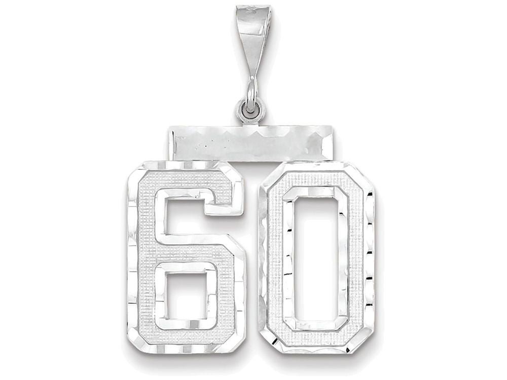 FJC Finejewelers 14k White Gold Large Bright Cut Number 60 Charm