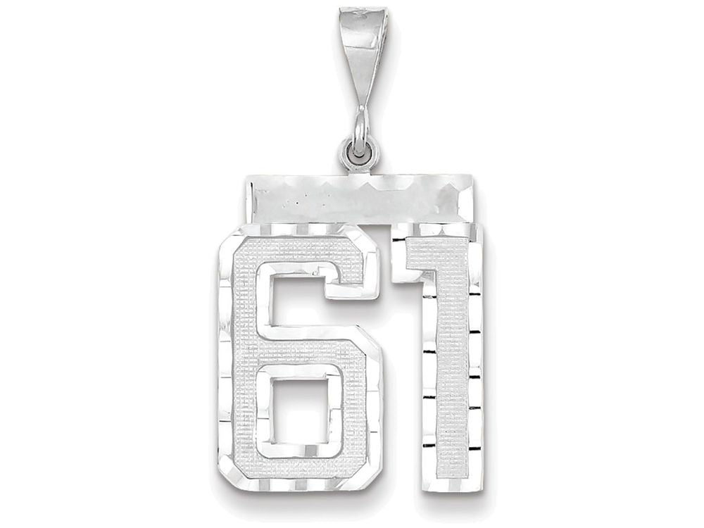 FJC Finejewelers 14k White Gold Large Bright Cut Number 61 Charm