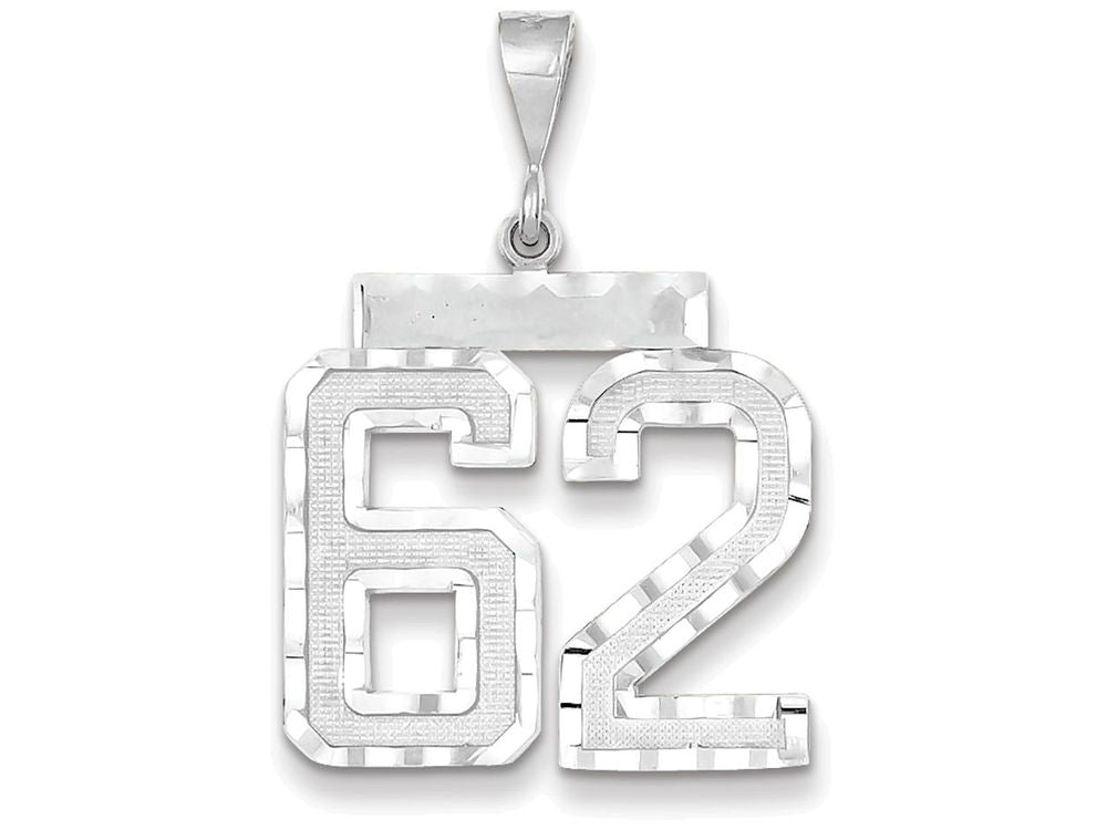 FJC Finejewelers 14k White Gold Large Bright Cut Number 62 Charm