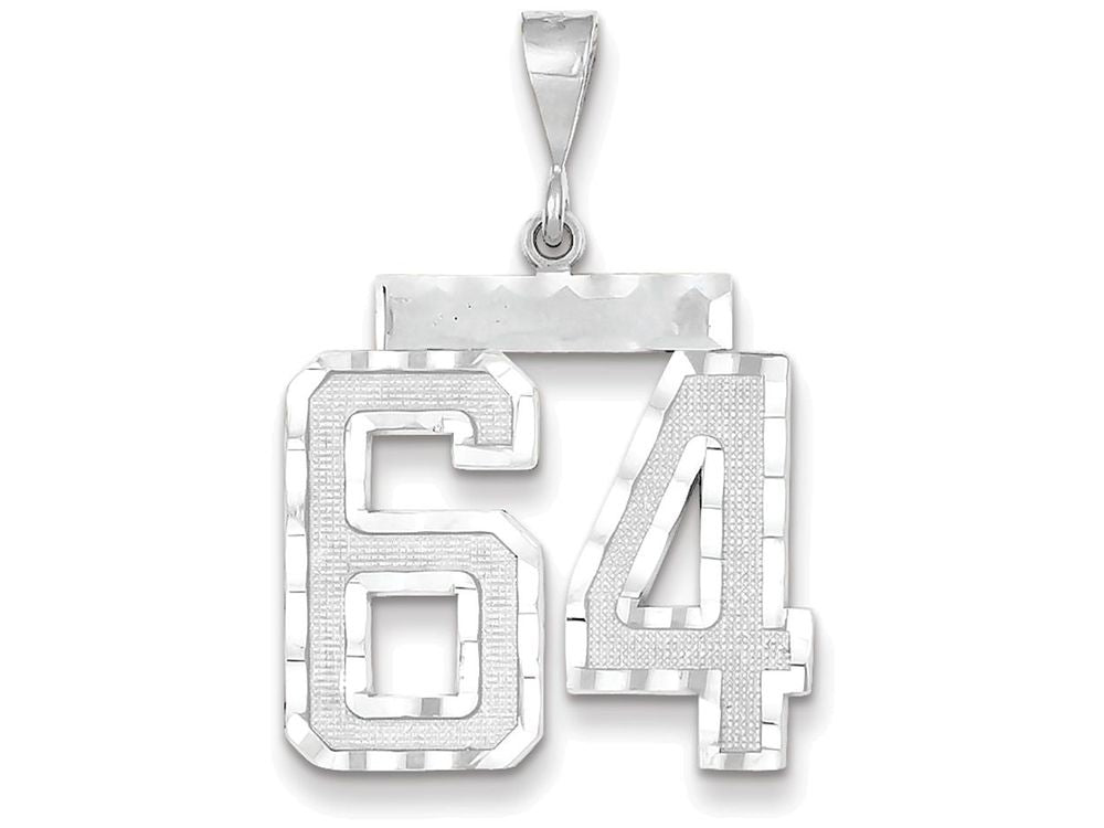 FJC Finejewelers 14k White Gold Large Bright Cut Number 64 Charm