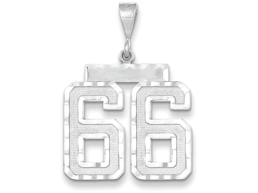 FJC Finejewelers 14k White Gold Large Bright Cut Number 66 Charm