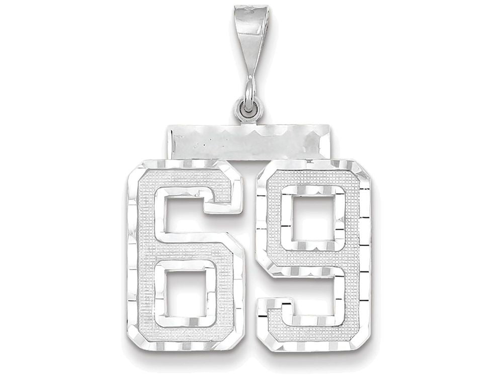 FJC Finejewelers 14k White Gold Large Bright Cut Number 69 Charm