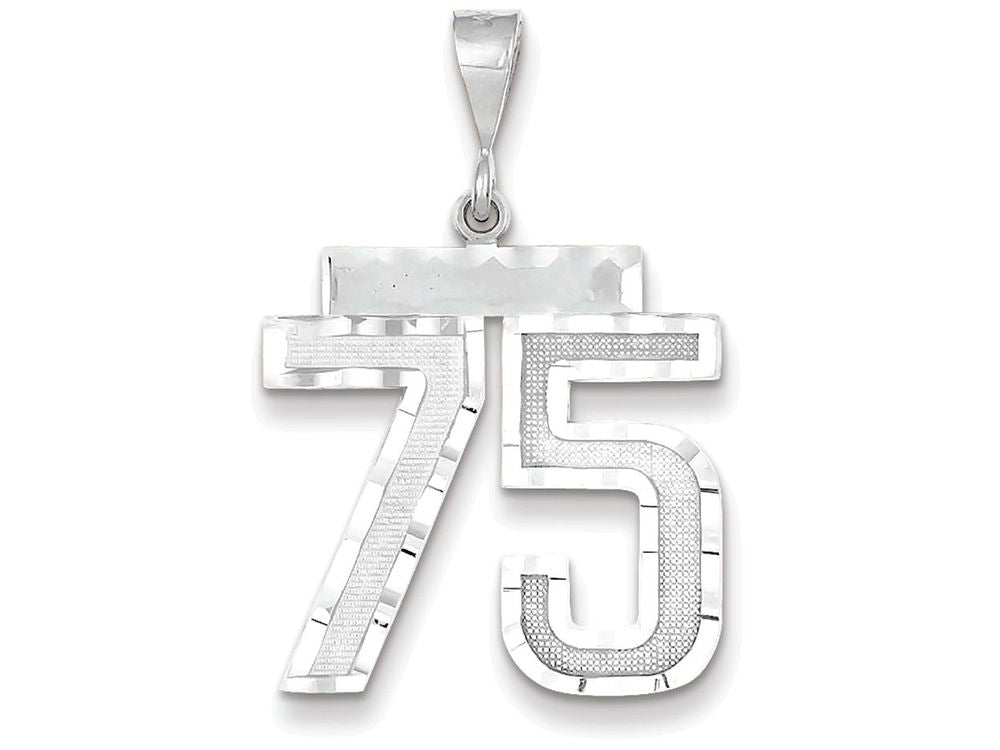 FJC Finejewelers 14k White Gold Large Bright Cut Number 75 Charm