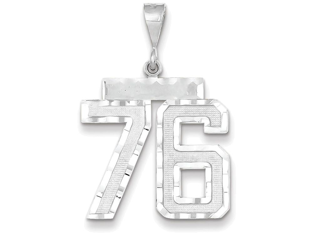 FJC Finejewelers 14k White Gold Large Bright Cut Number 76 Charm