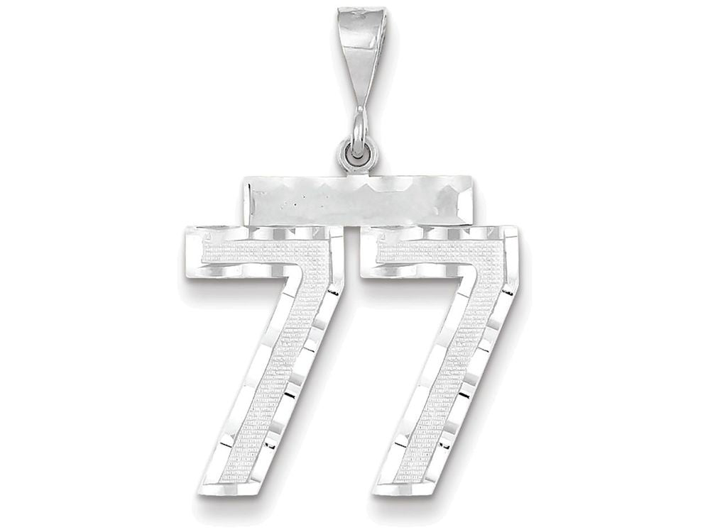 FJC Finejewelers 14k White Gold Large Bright Cut Number 77 Charm