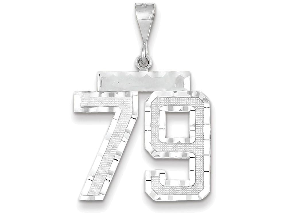 FJC Finejewelers 14k White Gold Large Bright Cut Number 79 Charm